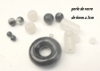 Lot perles de verre avec donut 3cm noir et blanc 