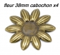 4 tres beau cabochon fleur métal bronze 38mm 