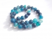 Lot de 12 perles en agate bleu rayé taille de 10mm 