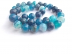 Lot de 12 perles en agate bleu rayé taille de 10mm 
