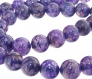 Lot de 12 perles rondes agate veiné 6mm violette