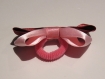 Chouchou élastique mousse avec noeud papillon en tissu ruban satin rose et bordeaux 