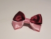 Chouchou élastique mousse avec noeud papillon en tissu ruban satin rose et bordeaux 