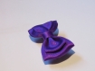 Barrette métal 5 cm avec petit noeud papillon en tissu satin violet 