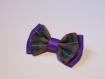 Elastique fin avec noeud papillon en tissu ruban satin violet et écossais 