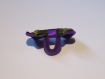 Chouchou élastique mousse avec noeud papillon en tissu ruban satin violet et kaki 