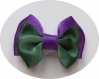 Barette métal 5 cm avec noeud papillon en tissu satin violet et vert sapin 