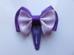 Barrette clic clac 5 cm avec noeud papillon en tissu satin mauve et violet 
