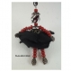 Collier poupée, en perles et tissus, rouge et noire, mode 