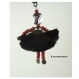 Collier poupée, en perles et tissus, rouge et noire, mode 
