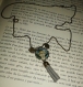 Long collier fantaisie - pendentif - pompon - ' ma petite fée - bleu ' 