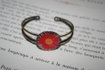 Bracelet fantaisie - cabochon ' fleur rose ' 