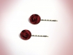 2 barrettes - vintage - cabochon ' deux roses rouges ' 