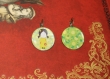 1 peigne vintage - cabochon - ' la femme kokeshi zen verte ' 