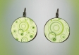2 barrettes fantaisie - motif ' spirale - cercles verts ' 