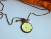 Long collier fantaisie - pendentif cabochon ' mes cercles verts ' 