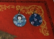 1 peigne - vintage - cabochon - la femme kokeshi - bleu 