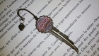 1 peigne - vintage - cabochon - ' motif fantaisie rose / marron ' 