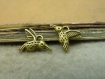 10 breloques 12 * 16mm bronze antique colibri c5089 