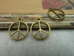 10 breloques , 13 mm , alliage bronze signe de paix pendentif c506 