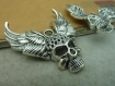 3 breloques métal argenté vieilli , 45mm * 51mm , des squelettes volants, c3511 