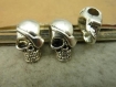 10 breloques métal argenté vieilli , 10mm * 12mm * 18mm- trou 5mm , perles de crâne c5324 