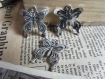 10 breloques métal argenté vieilli , 24mm × 27mm , pendentif papillon b230 