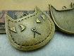 X5 connecteurs ovales , bronze antique , 39mm * 39mm , grand visage de chat , c5861 