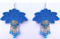 Boucles d'oreilles bleues broderie dentelle perles (embroidered lace earrings)