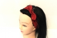 Bandeau cheveux rigide court rouge foncé et noir 