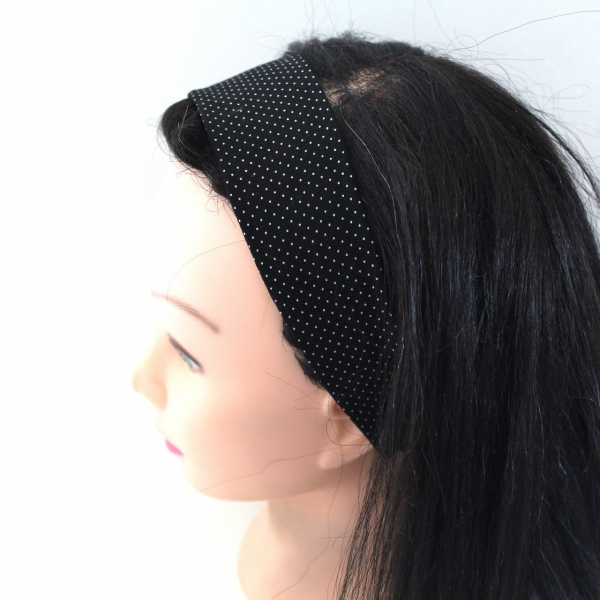 Bandeau cheveux femme à pois noir et blanc : accessoires-coiffure
