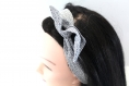 Bandeau cheveux rigide court graphique gris 