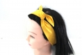 Bandeau cheveux rigide court à pois jaune et blanc 