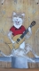 Rock : notre ami le chat et sa guitare : peint sur bois 