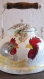 Vintage : ancienne bouilloire rétro peinte : coq et poule..... 