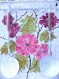 Porte-ustensiles vintage : peint décor : de jolies grosses fleurs (genre pivoines) 