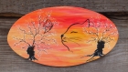 Peinture sur bois : devinez qui se cachent dans les troncs d'arbre, papillon,chat 