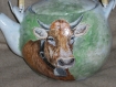 Vintage :jolie vache peinte sur une ancienne théière relookée !!! 