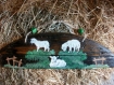 Série moutons - 3 gentils moutons peints sur bois recyclé 