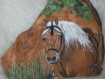 Jolie tête cheval peint sur bois 