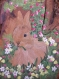 Joli petit lapin peint sur un morceau de bois - 