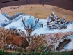 Peinture sur bois : cerf dans la neige -