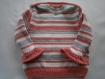 Pull layette bébé rose et blanc 18 mois tricoté fait main 
