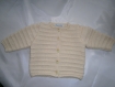 Ensemble bébé, 3/6 mois laine fonty mérinos, (gilet, culotte et bonnet), tricot fait main 