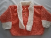 Pull col écharpe orange saumonné 18 mois, tricot bébé layette 