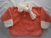 Pull col écharpe orange saumonné 18 mois, tricot bébé layette 