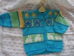 Gilet/cardigan bleu tricoté main taille 18 mois 