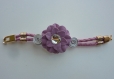 Bracelet rose parme en simili cuir agrémenté d une belle fleur simili 