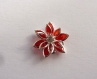 Fleur feuille amovible strass rouge 