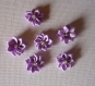 Fleurs tissu satin de couleur violet lot de 6 